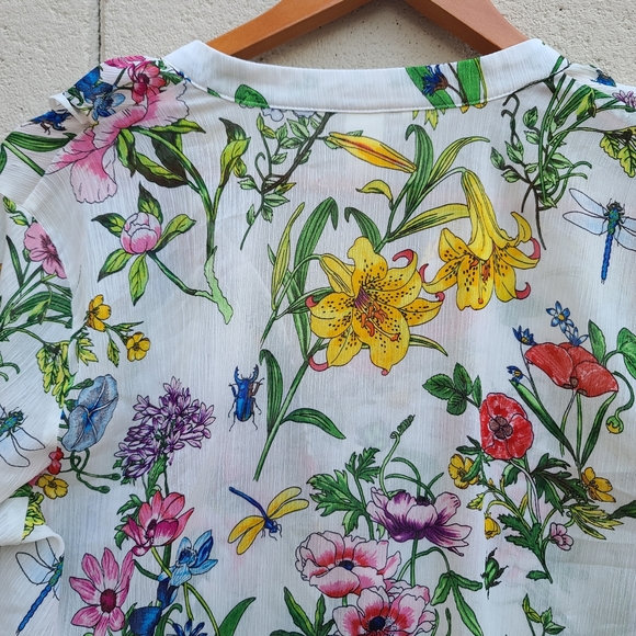 H&M Botanical Floral Garden Ruffled Button Top - Picture 16 of 16